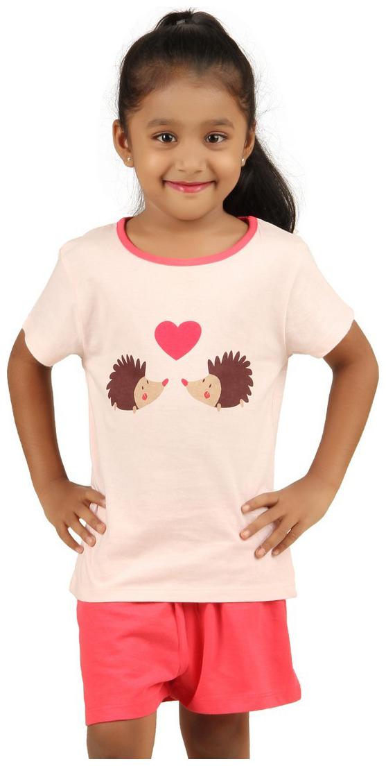 

Yellow Chilli Girl Cotton Top Bottom Set - Pink