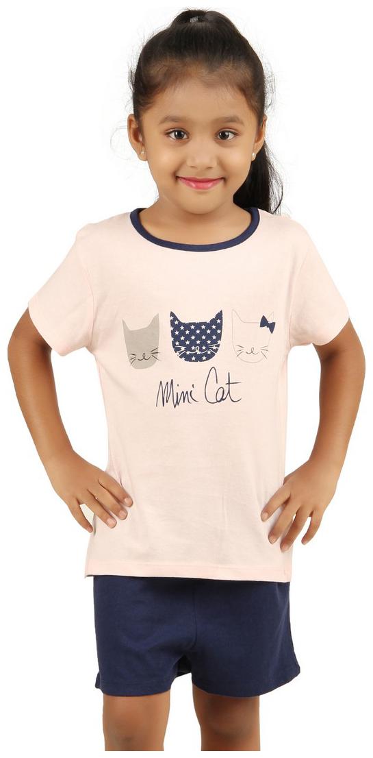 

Yellow Chilli Girl Cotton Top Bottom Set - Pink