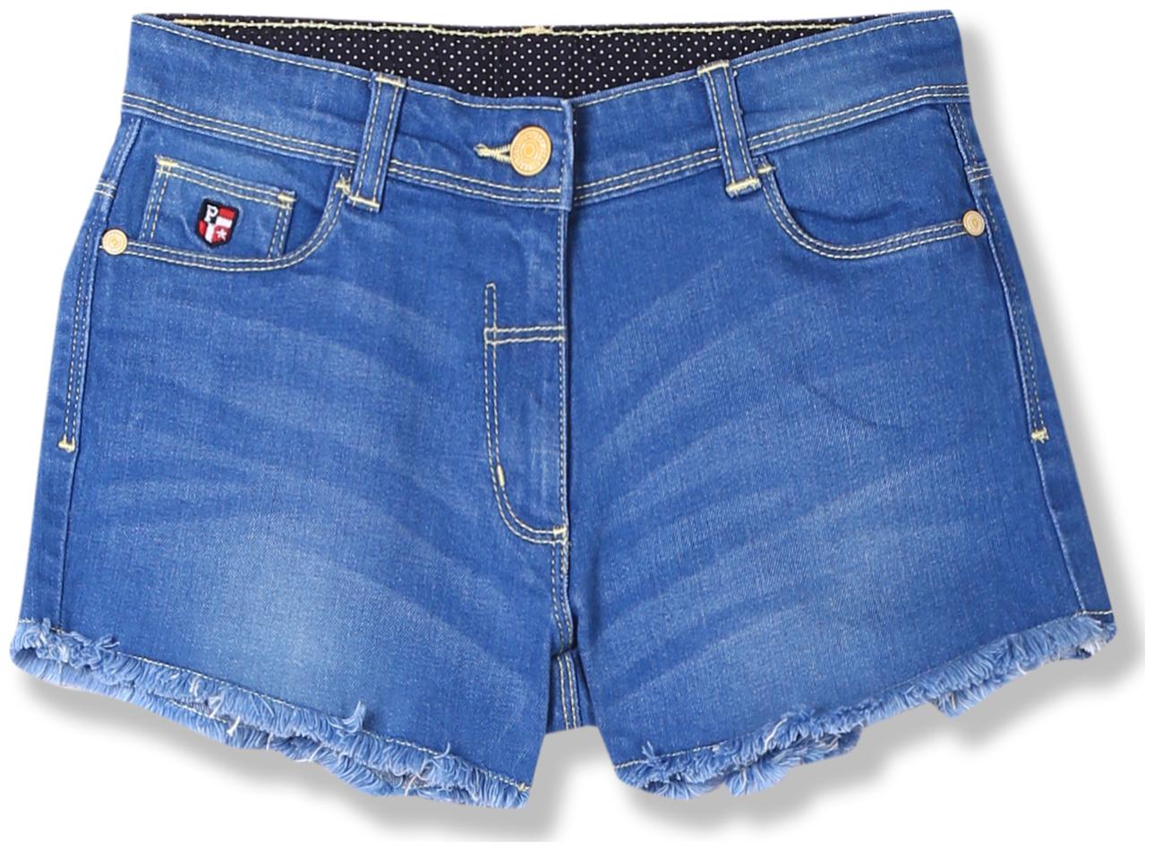 

U S Polo Assn Girl Cotton Solid Denim shorts - Blue