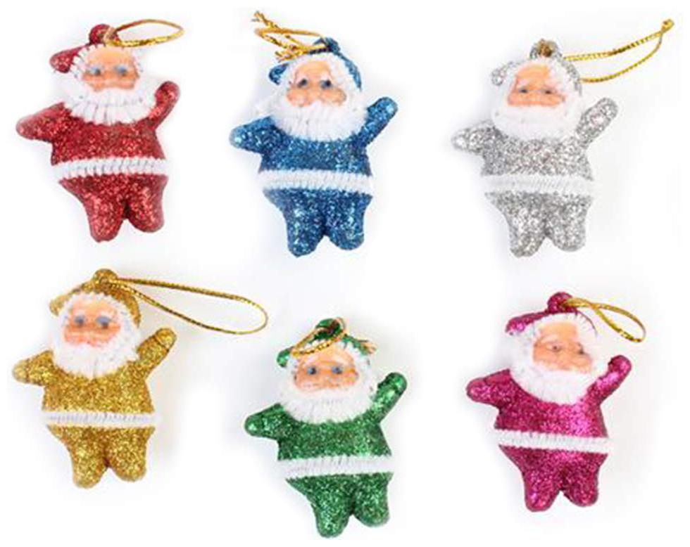 

GLOWTRONIX 6Pcs Christmas Glitter Santa Claus Doll Hanging Ornament Xmas Tree Party Decor Merry Christmas Decorative Xmas Decor