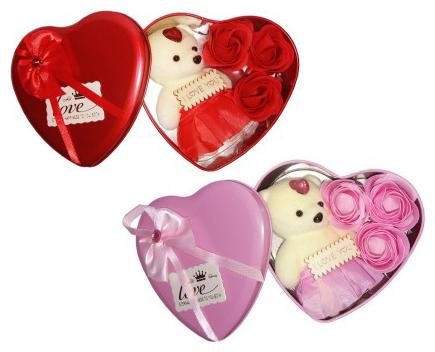 

GLUCKLICH HEART SHAPE BOX WITH TEDDY AND ROSES RED PINK COLOR PACK OF 2