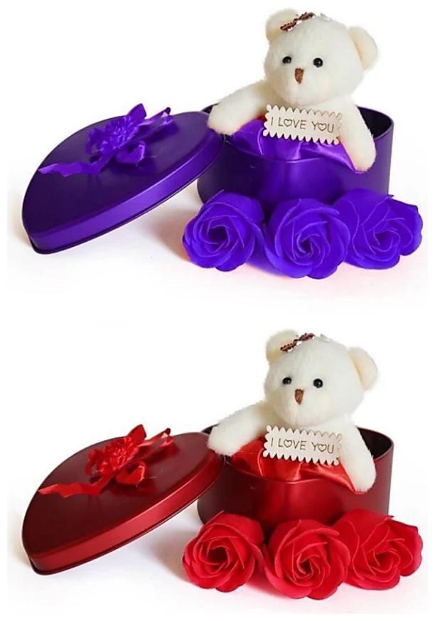 

GLUCKLICH VALENTINE SDAY TEDDY AND ROSE GIFT BOX BEST N UNIQUE GIFT FOR LOVE ONES COMBO PACK OF 2