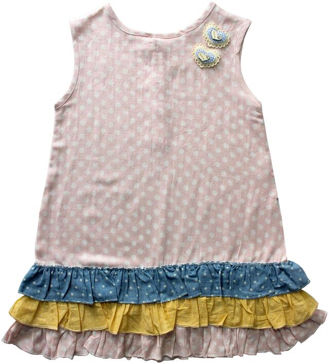 GOODWILL Girl's Casual Polka Dot Flaired Cotton Frock With Applique_GWK-113Pink_2to3Yr