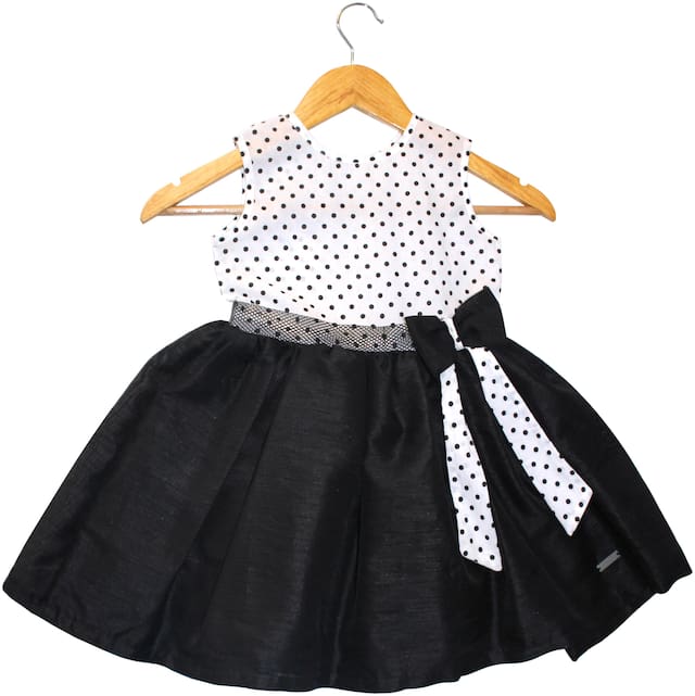 Goodwill Baby girl Silk Polka dots Collar frock - Black
