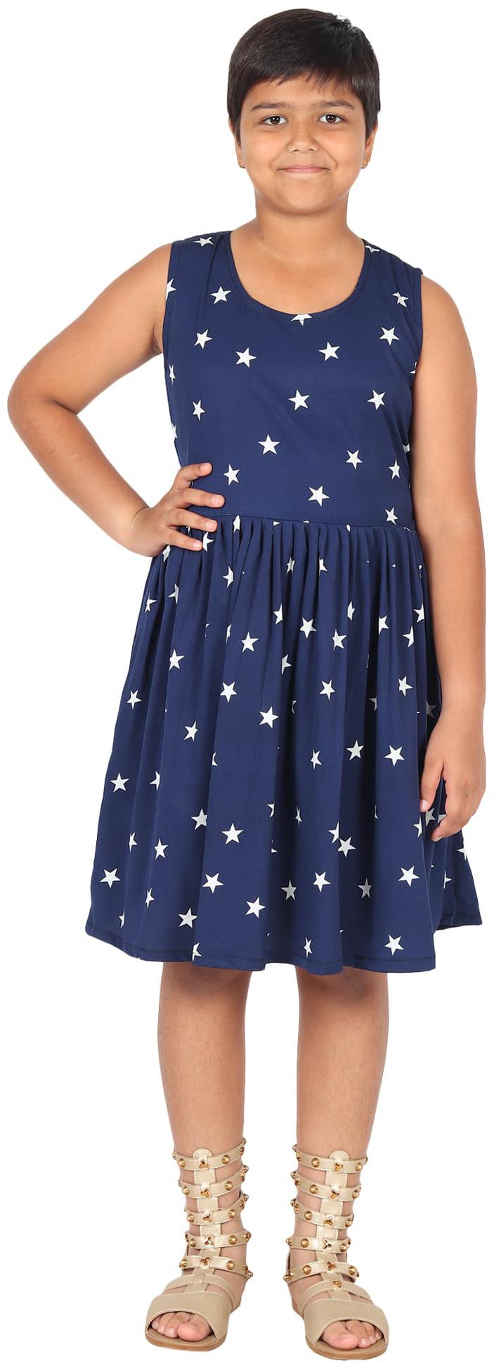 

GraceDiva Blue Polyester Sleeveless Knee Length Princess Frock ( Pack of 1 )