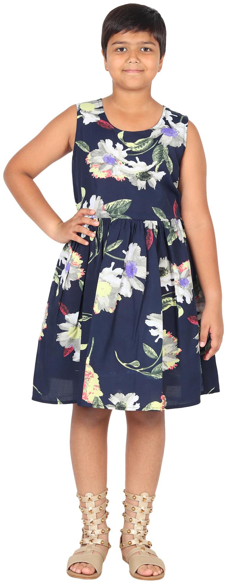 

GraceDiva Blue Polyester Sleeveless Knee Length Princess Frock ( Pack of 1 )