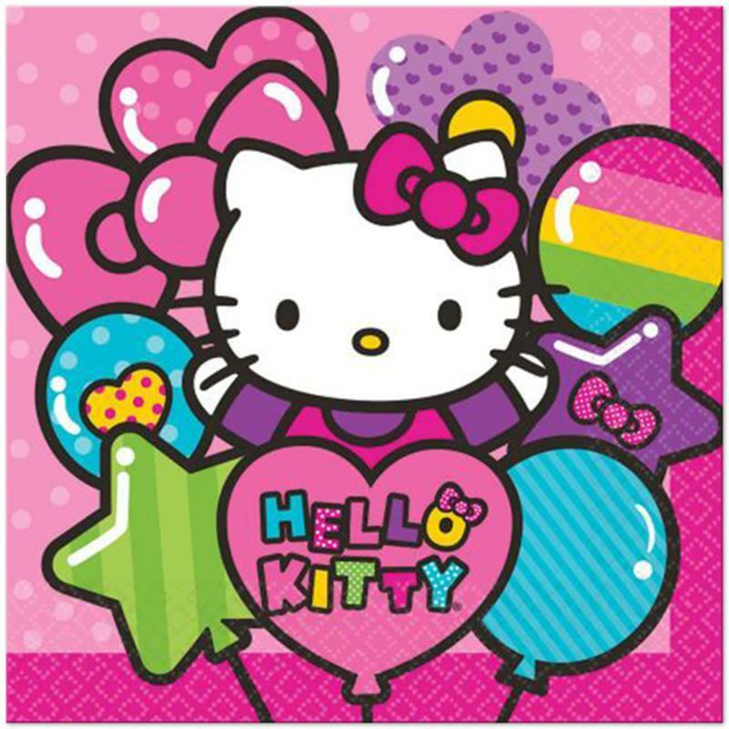 

Hello Kitty Rainbow Lunch Dinner Napkins 16 Count Birthday Party Supplies New