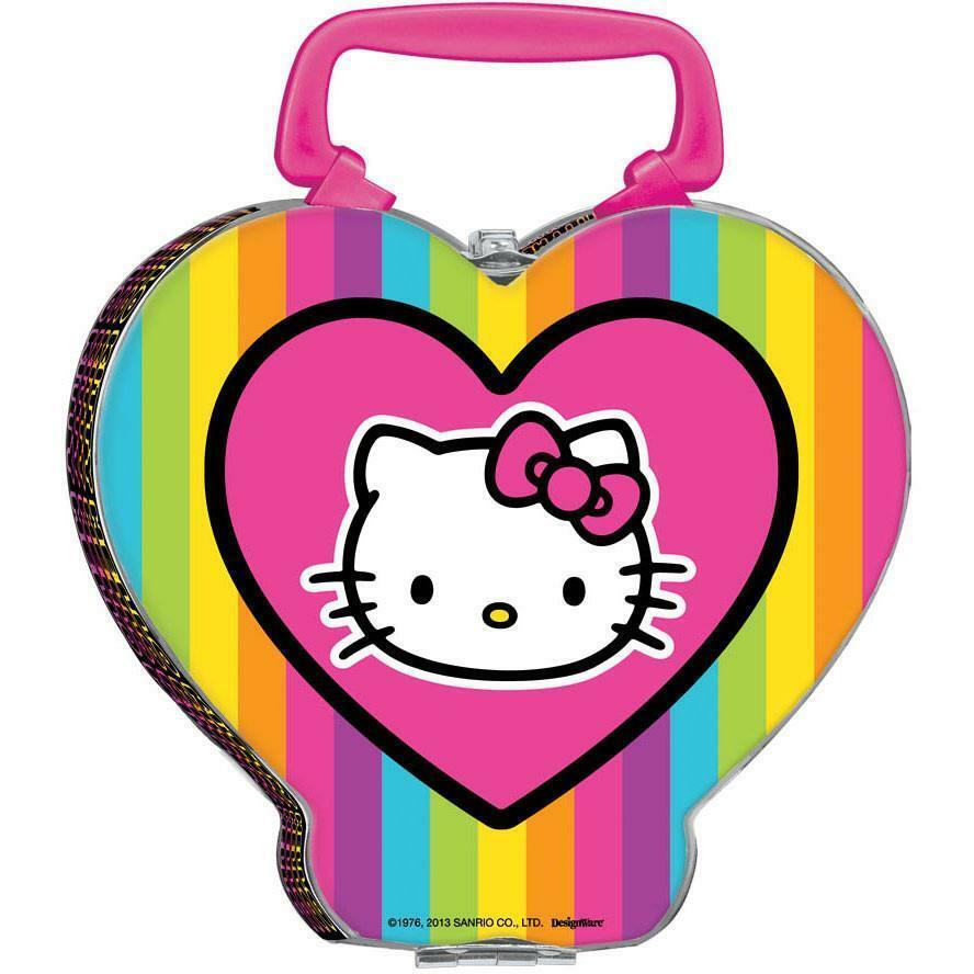 

Hello Kitty Tween Neon Heart Shaped Metal Tin Lunch Box 1 Ct Party Supplies New