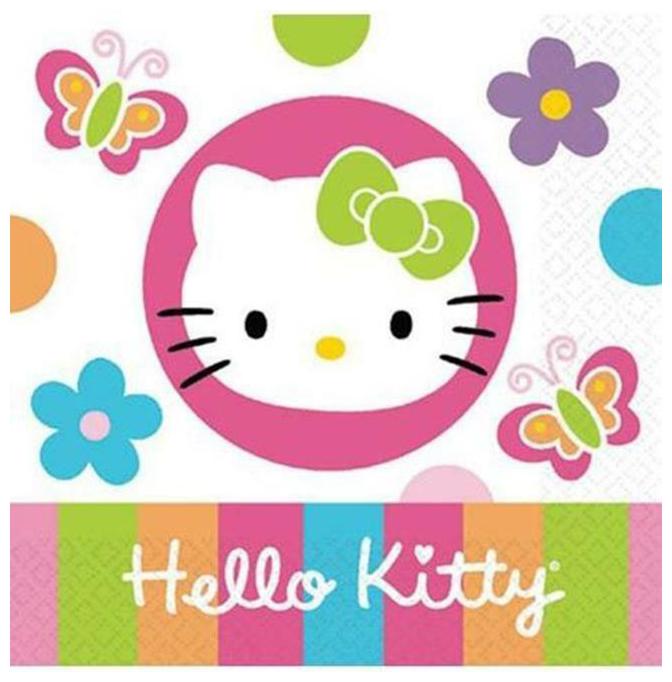 

Hello Kitty Flower Dessert Beverage Napkins 16 Count Birthday Party Supplies New