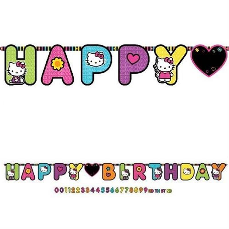 

Hello Kitty Tween Neon Birthday Party Add an Age Jumbo Banner 1 Per Package New