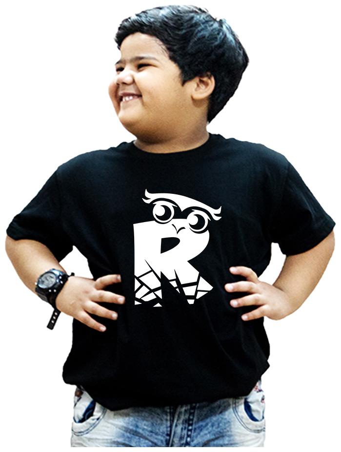 

HEYUZE Boy Cotton Solid T-shirt - Black