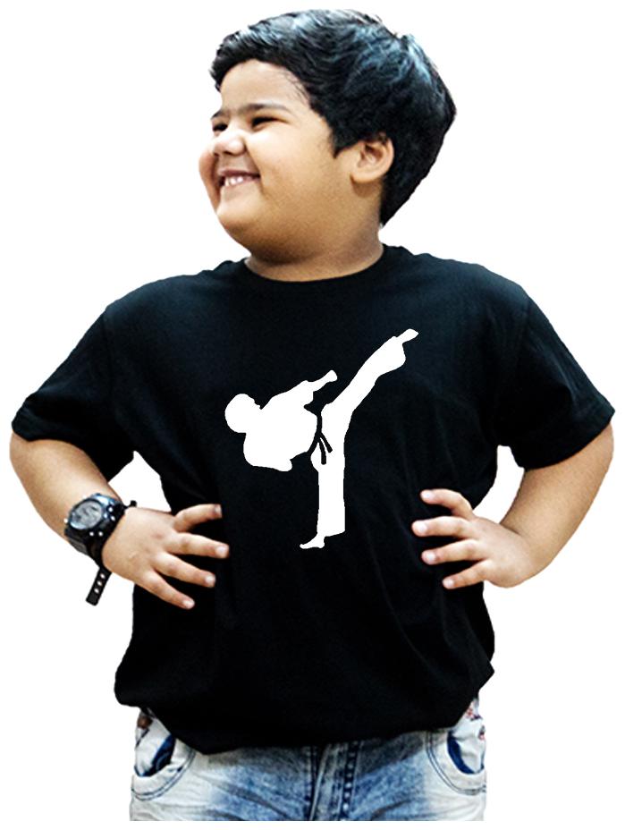 

HEYUZE Boy Cotton Solid T-shirt - Black