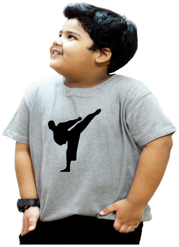 

HEYUZE Boy Cotton Solid T-shirt - Grey
