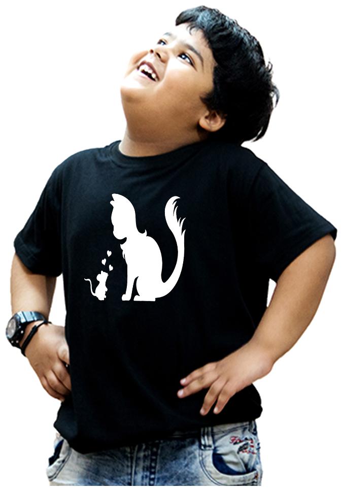 

HEYUZE Boy Cotton Solid T-shirt - Black