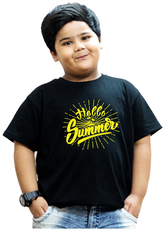 

HEYUZE Boy Cotton Solid T-shirt - Black