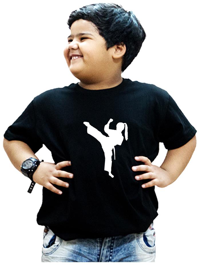 

HEYUZE Boy Cotton Solid T-shirt - Black