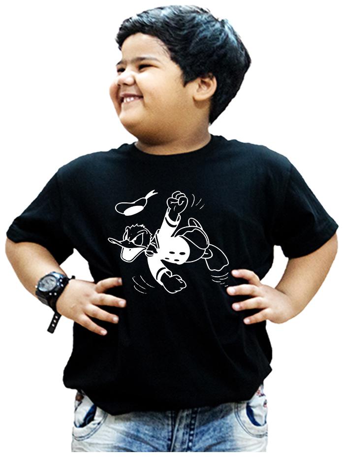 

HEYUZE Boy Cotton Solid T-shirt - Black