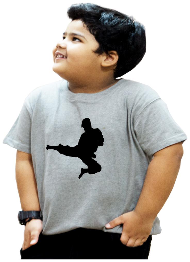 

HEYUZE Boy Cotton Solid T-shirt - Grey