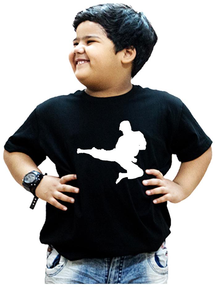 

HEYUZE Boy Cotton Solid T-shirt - Black