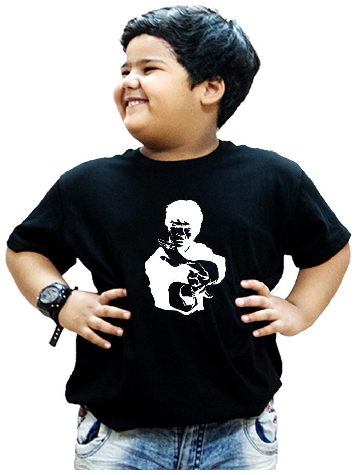 

HEYUZE Boy Cotton Solid T-shirt - Black
