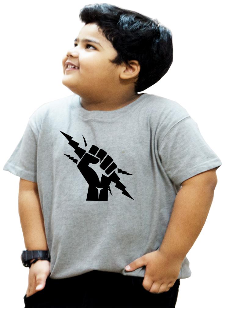 

HEYUZE Boy Cotton Solid T-shirt - Grey