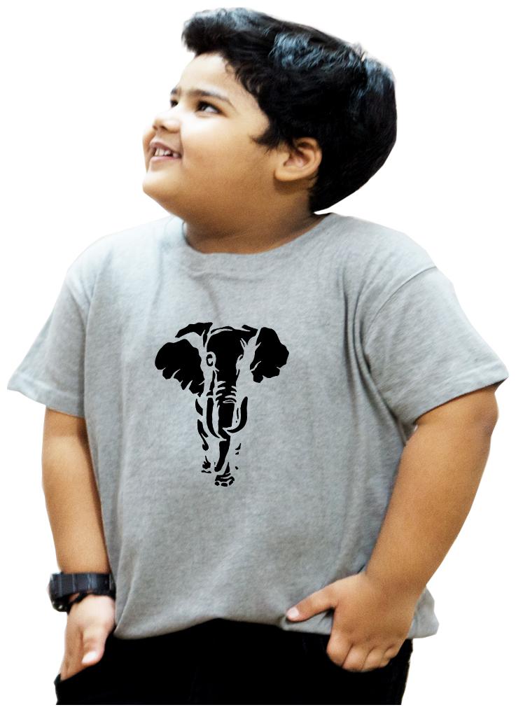 

HEYUZE Boy Cotton Solid T-shirt - Grey