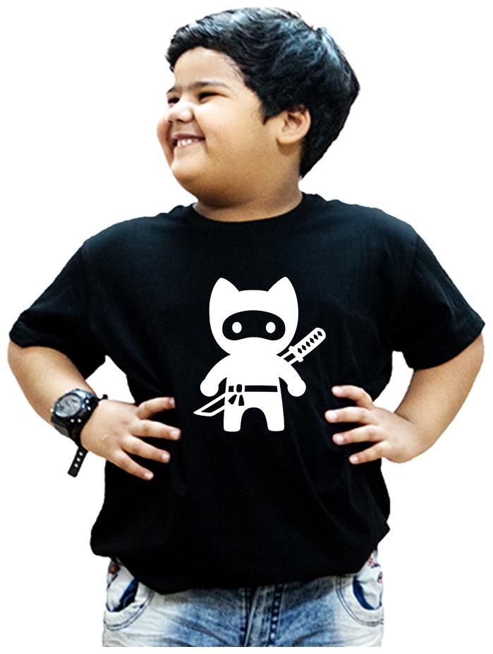

HEYUZE Boy Cotton Solid T-shirt - Black