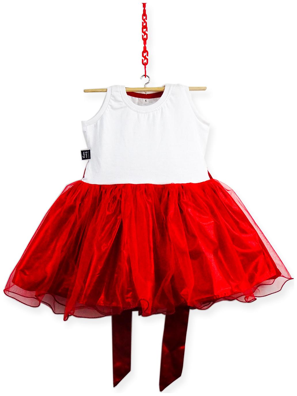 

HEYUZE Red White Blended Sleeveless Knee Length Princess Frock ( Pack of 1 )
