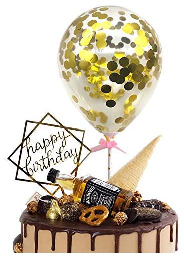 

HIPPITY HOP 5inch Confetti Balloon Cake Topper Happy Birthday Cupcake Topper for Baby Shower Party Supplies (Pack of 3 Assorted Colours)