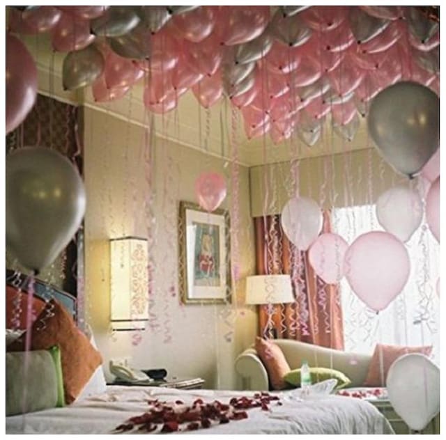 HKBalloons Metallic Pink, Silver Balloon (Pink & Silver Pack of 50)Birthday Balloons For Decoration