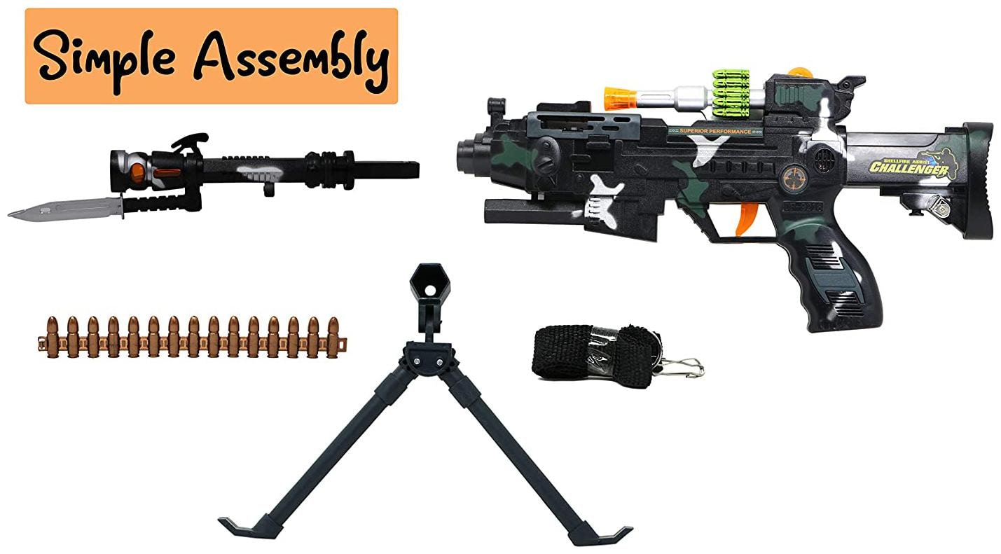 

Honeybun Fire Military Style Army Combat Commando Force Assault Rifle Machine Toy Gun with Lights Sound