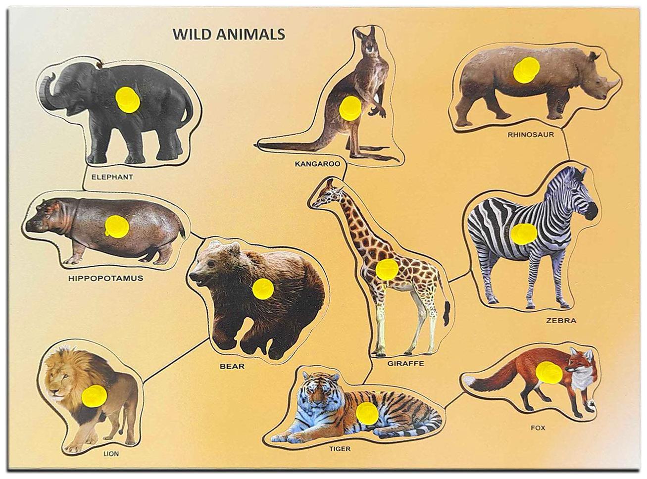 

Honeybun Wooden Wild Animals Colorful Learning Educational Puzzle Board