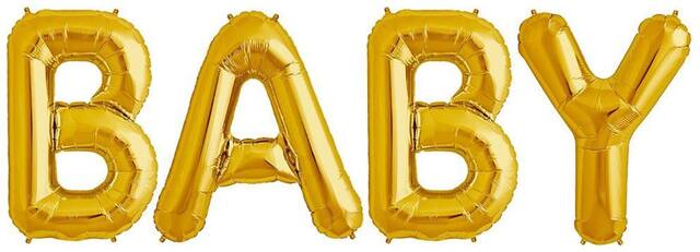 House of Quirk Baby Shower Decorations Balloons, 16 inch Gold Large BABY Letter Balloons, Cute for Baby Shower Party Decorations, Kids' Birthday Party Decorations - Gold