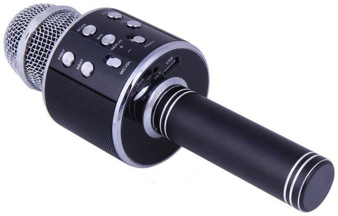 

IBS Karaoke Portable Wireless Singing Bluetooth Recording Mic Party Speaker 3 KTV Black Memory card slot Fm radio usb Microphone (Black)
