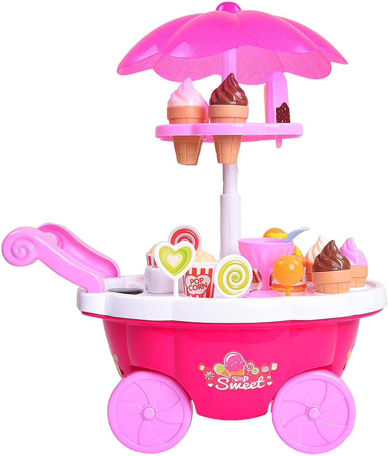 

Ice Cream Play Cart Kitchen Set Toy with Lights and Music Small 30 pcs set