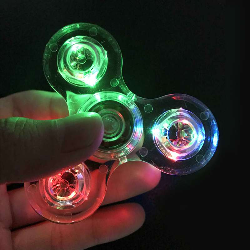 Imstar Transparent LED Light Fidget Spinner with Switch Plastic EDC Hand Spinner For ADHD Relief Focus Anxiety Stress