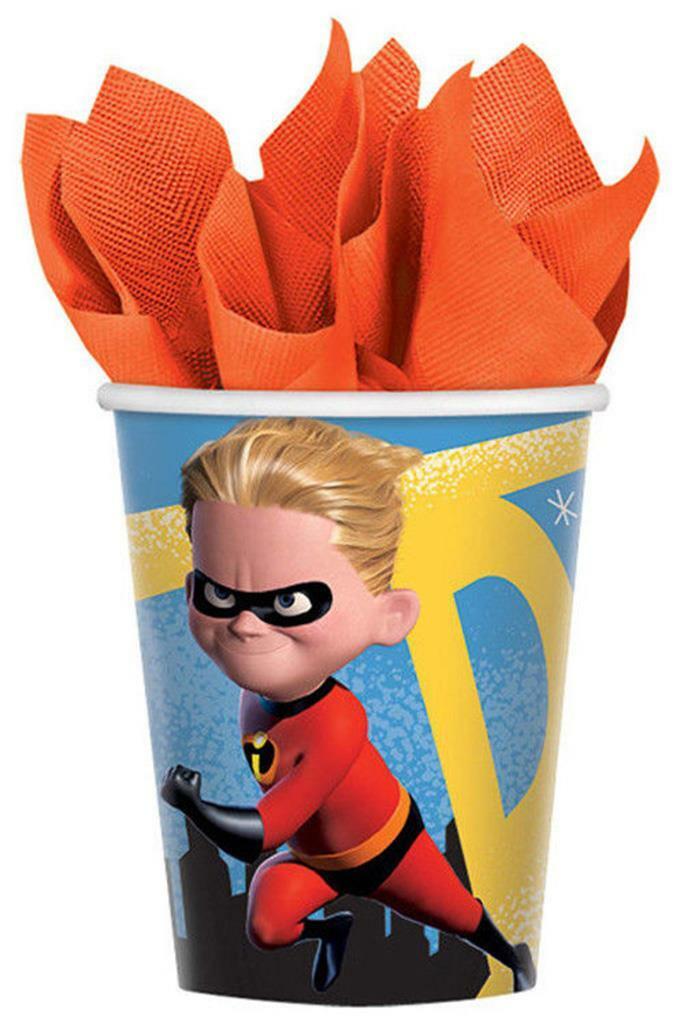 

Incredibles 2 Paper 9 oz Cups Birthday Party Supplies 8 Per Package New