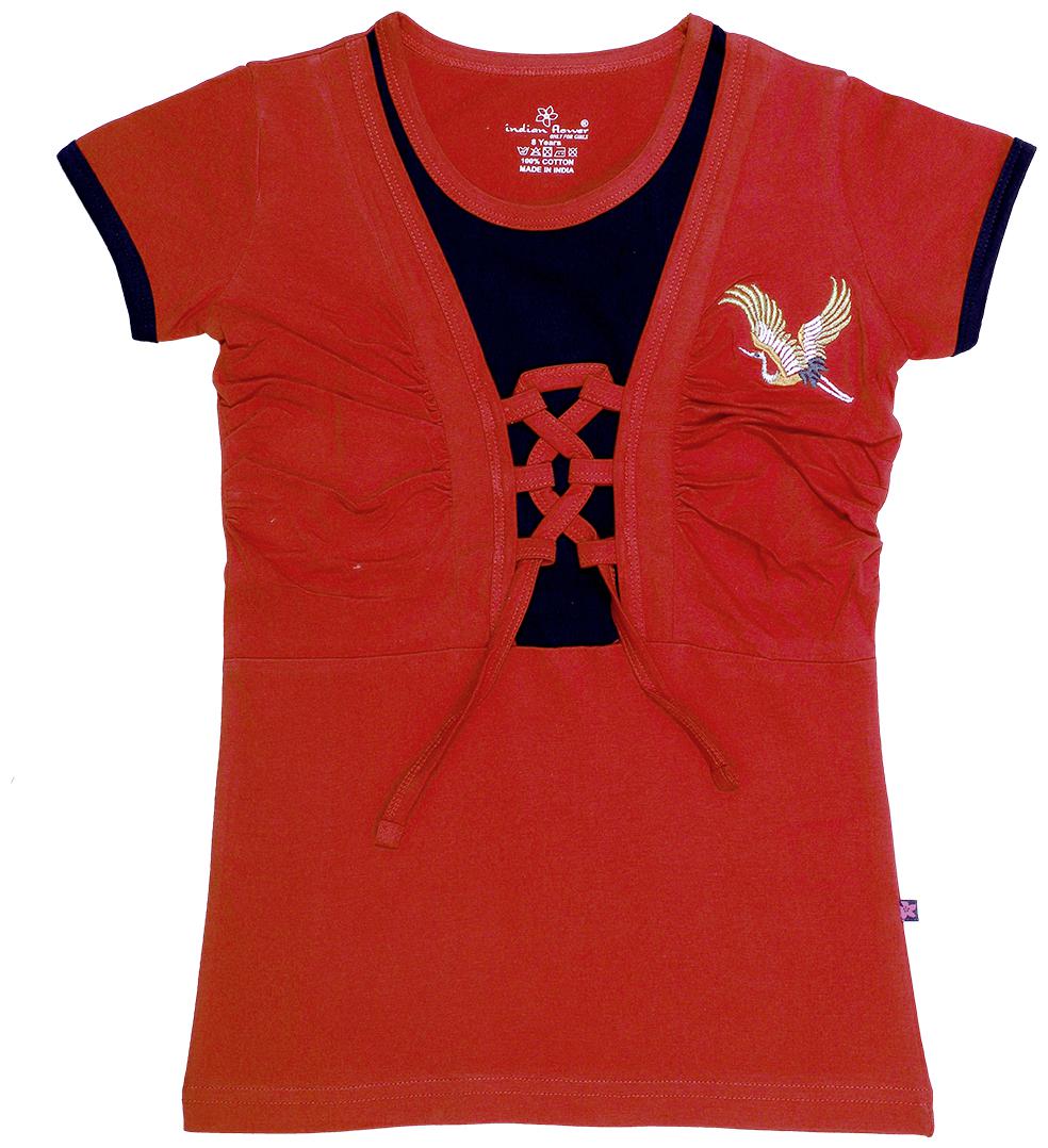

INDIAN FLOWER Girl Top Red