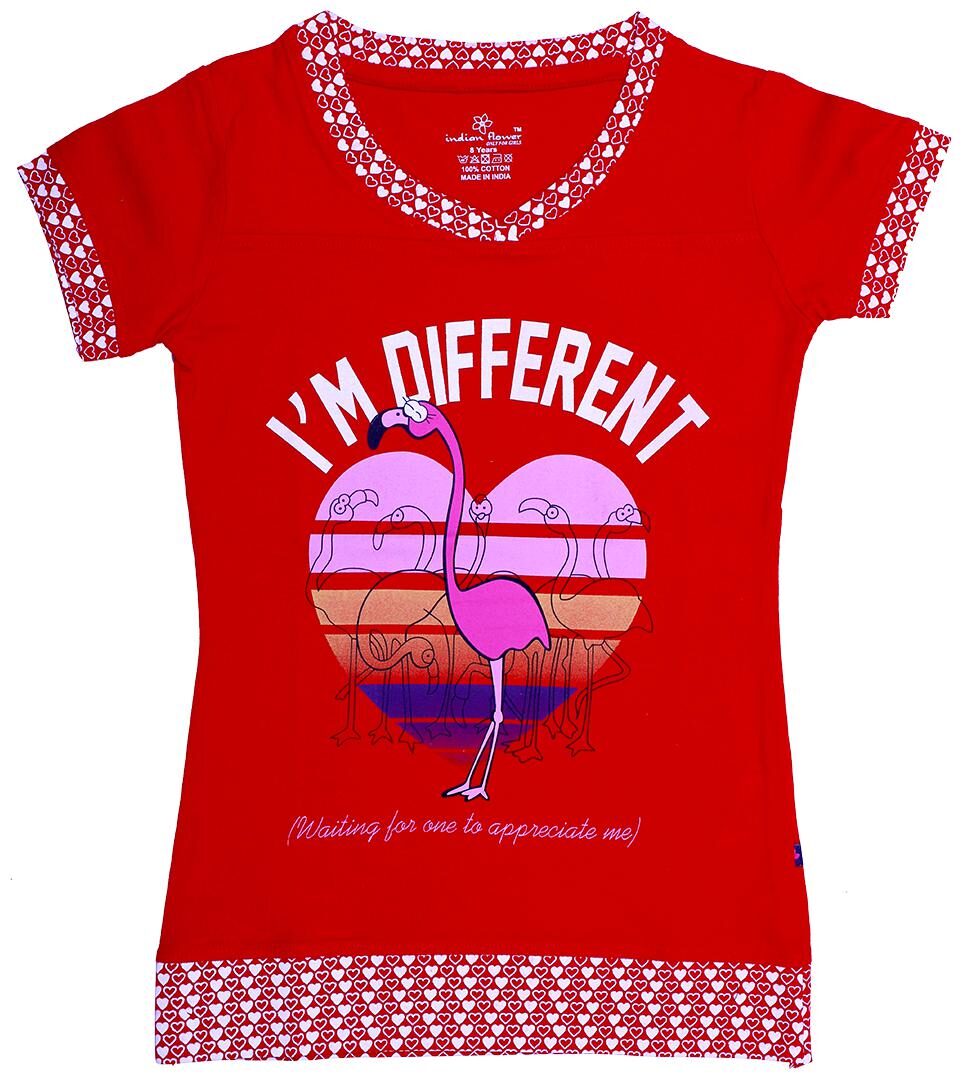 

INDIAN FLOWER Girl Cotton Printed Top - Red