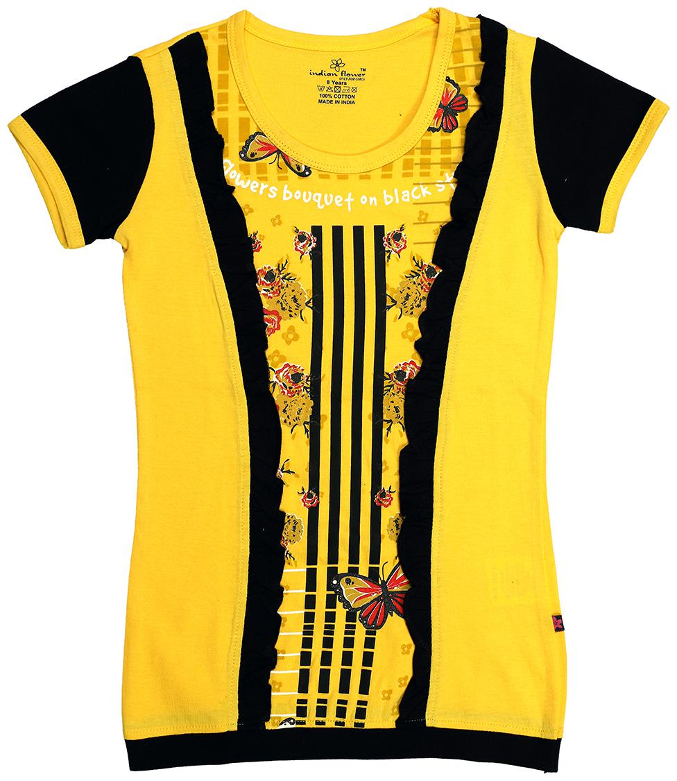 

INDIAN FLOWER Girl Cotton Printed Top - Yellow