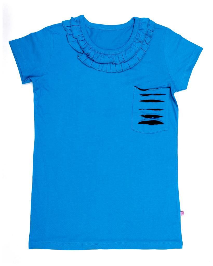 

INDIAN FLOWER Girl Cotton Solid T shirt - Blue