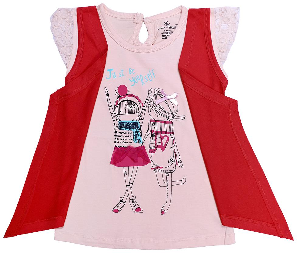 

INDIAN FLOWER Girl Cotton Printed Top - Red