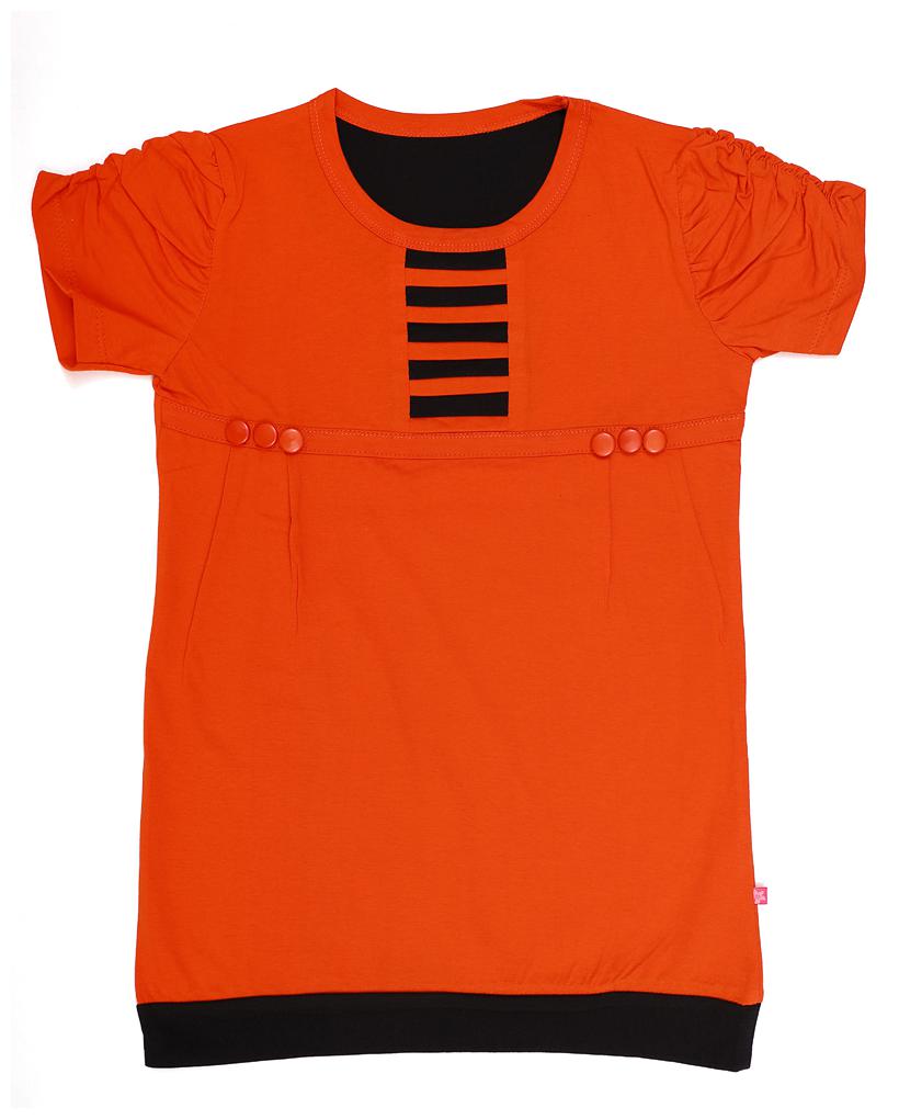 

INDIAN FLOWER Girl Cotton Solid T shirt - Orange