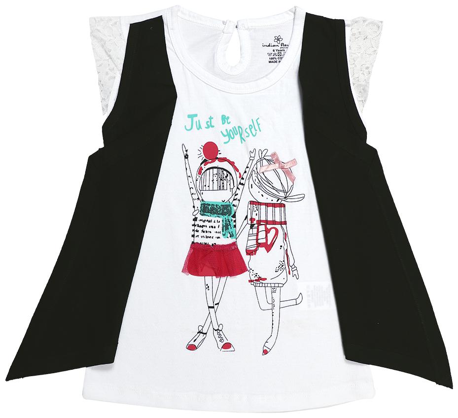 

INDIAN FLOWER Girl Cotton Printed Top - Black