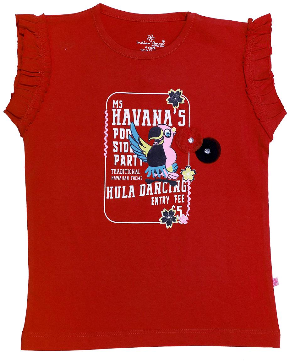 

INDIAN FLOWER Girl Cotton Printed Top - Red