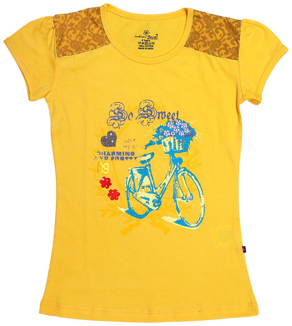 

INDIAN FLOWER Girl Cotton Printed Top - Yellow