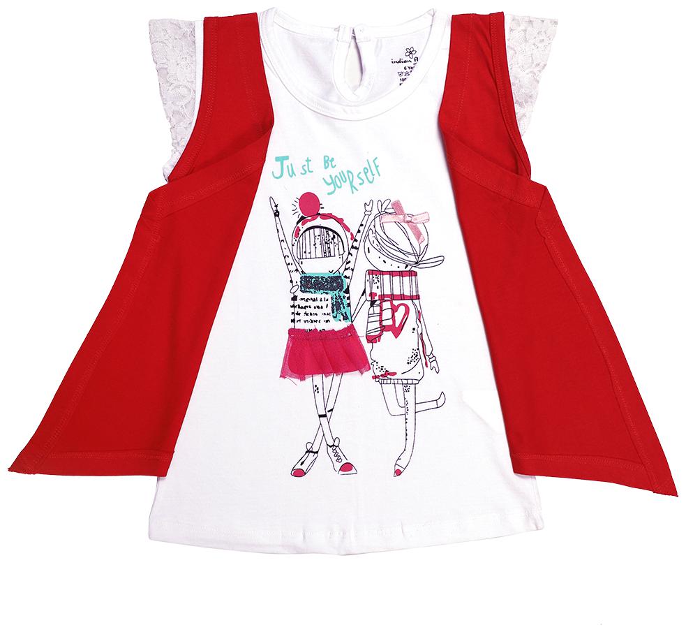 

INDIAN FLOWER Girl Cotton Printed Top - White