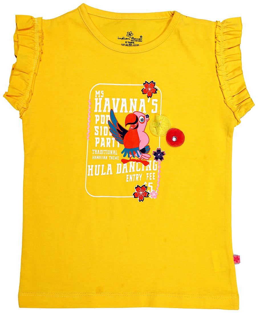 

INDIAN FLOWER Girl Cotton Printed Top - Yellow
