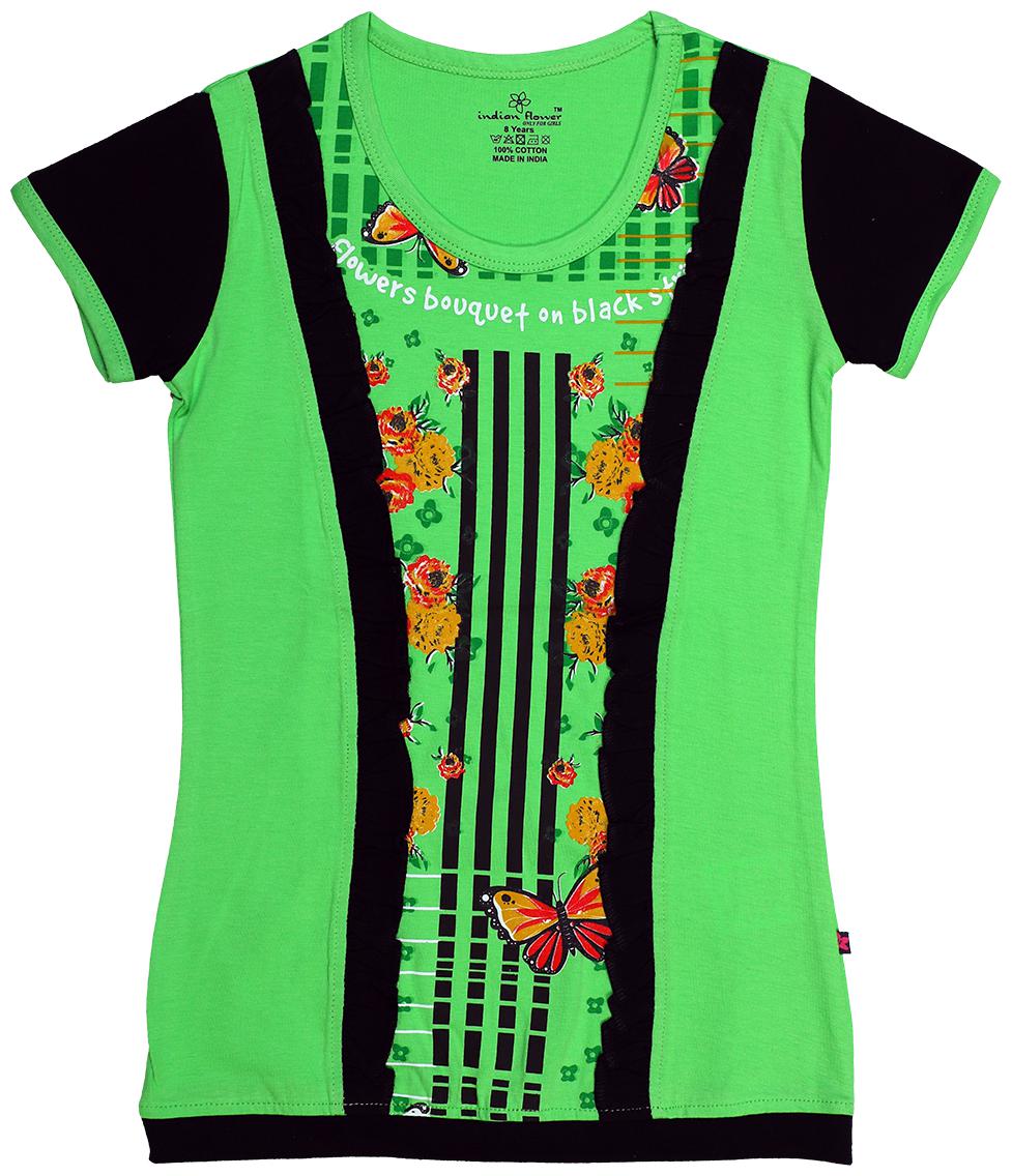 

INDIAN FLOWER Girl Cotton Printed Top - Green