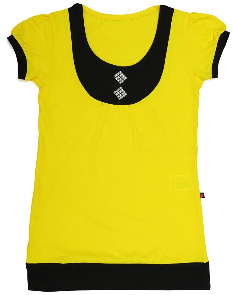 

INDIAN FLOWER Girl Cotton Solid T shirt - Yellow
